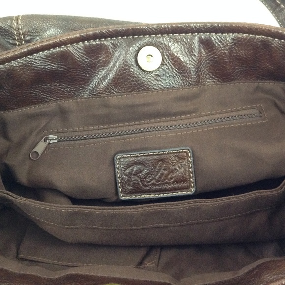 Relic Fabric Print Stripe Brown Faux Leather Bag - Picture 5 of 8